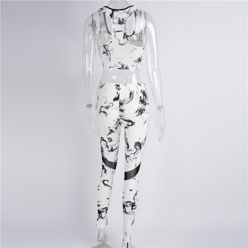 F2526 Women Yoga Fitness Bra Pants Leggings Set Gym Workout Sports Activewear